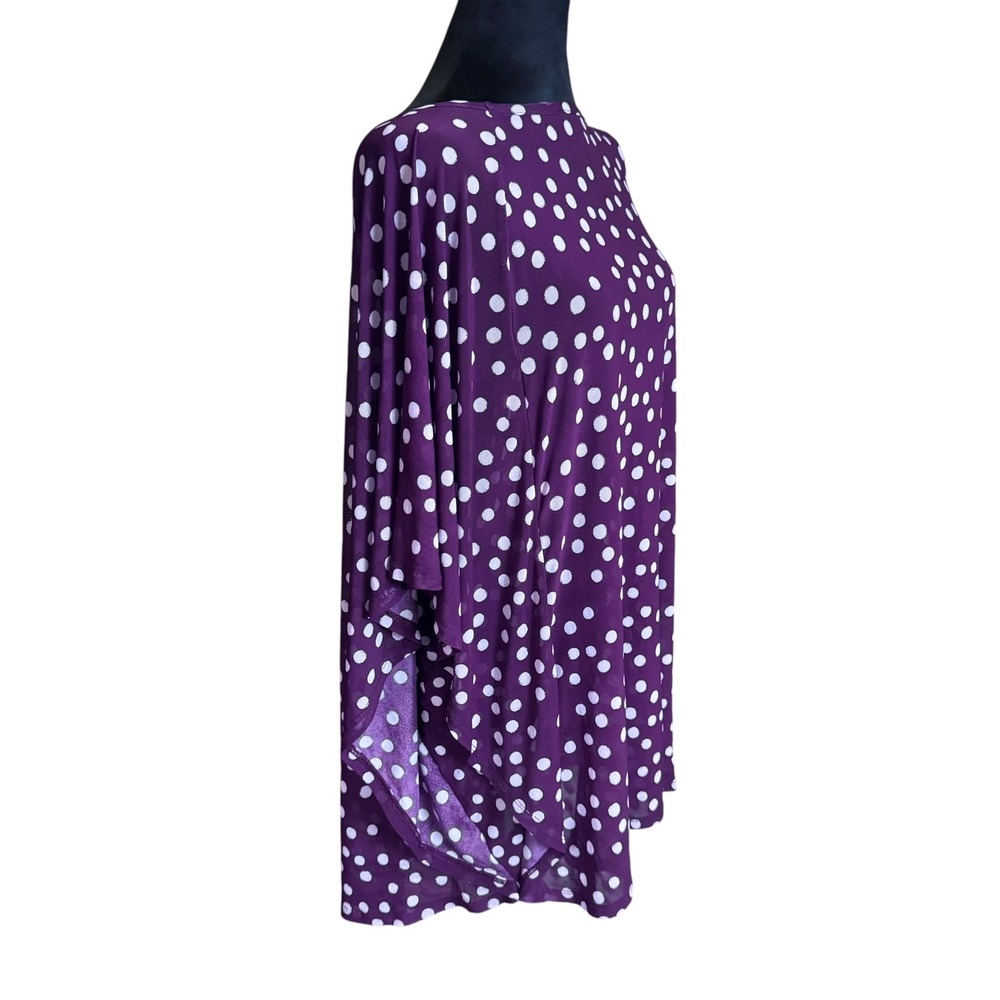 Lane Bryant Blouse Womens 22/24 Purple Polka Dot Dolman Mesh Top Retro